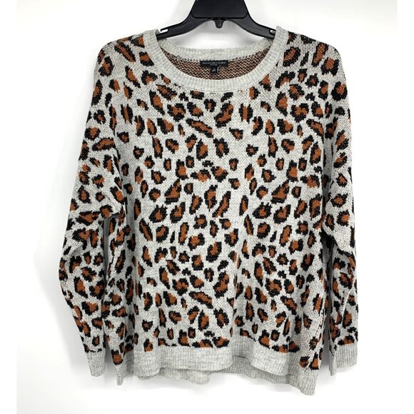 Signature Studio Sweater Leopard Print Pullover Long Sleeve - Picture 1 of 8